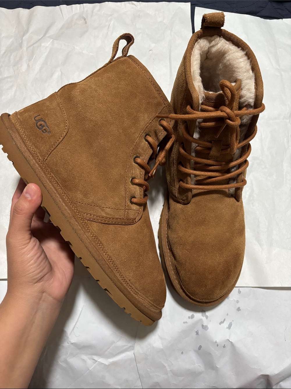 UGG Men's Chestnut Suede Lace-Up Shearling Boots